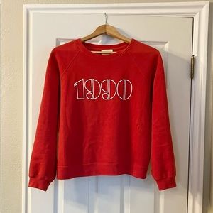 Sezane ANNÉE SWEATSHIRT 1990 Red French size Medium (US size Small 4-6) Cotton